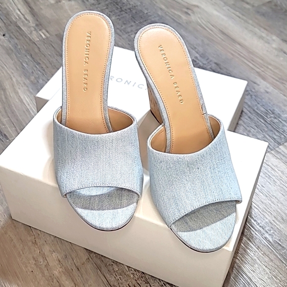 Veronica Beard Shoes - Veronica Beard Dali Denim Wedge Sandals